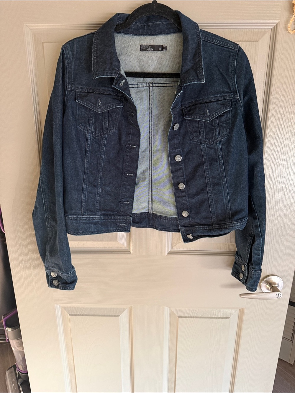 Prana Dark Blue Denim Jean Jacket - Women's Button-Front Trucker